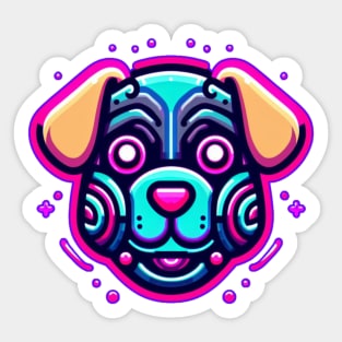 neon cyberpunk dog graphic Sticker